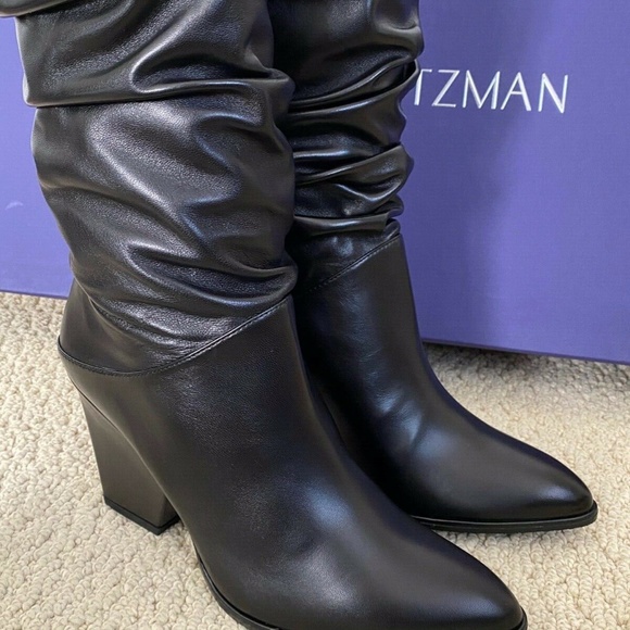 Stuart Weitzman Smashing Black Leather Knee Boots - Picture 10 of 12